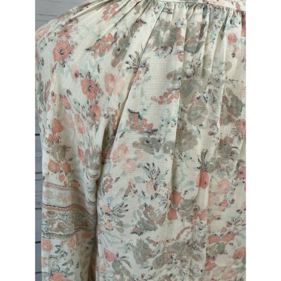 Lucky Brand Small Blouse Shirt Boho Floral hippie Viscose Tassels festival top - Picture 11 of 11